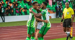 nIGERIA CELEBRATE A GOAL AT AFCON 2021