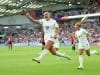 England players celebrate as they pummel Norway with goals