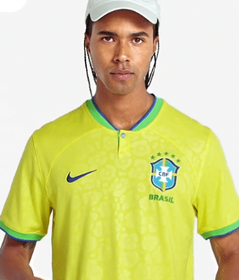 A man wearing Brazil soccer jersey