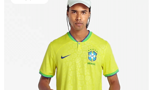 A man wearing Brazil soccer jersey